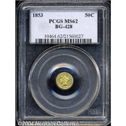 1853[50C] Liberty Round 50 Cents, BG-428, R.3, MS62 PCGS.