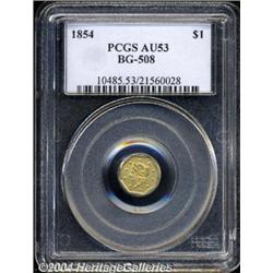 1854[$1] Liberty Octagonal 1 Dollar, BG-508, High R.4, AU53 PCGS.