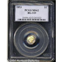 1853[$1] Liberty Octagonal 1 Dollar, BG-519, Low R.4, MS62 PCGS.