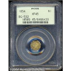 1854[$1] Liberty Octagonal 1 Dollar, BG-532, Low R.4, XF45 PCGS.