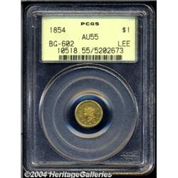 1854[$1] Liberty Round 1 Dollar, BG-602, High R.6, AU55 PCGS.