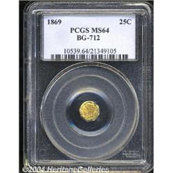 1869[25C] Liberty Octagonal 25 Cents, BG-712, High R.4, MS64 PCGS.