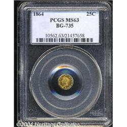 1864[25C] Liberty Octagonal 25 Cents, BG-735, R.4, MS63 PCGS.