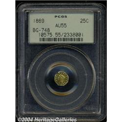 1869[25C] Liberty Octagonal 25 Cents, BG-748, R.5, AU55 PCGS.