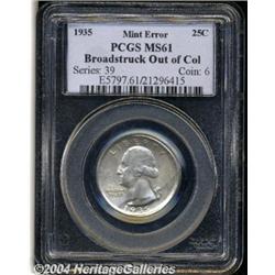 1935[25C] Washington Quarter--Broadstruck Out of Collar--MS61 PCGS.