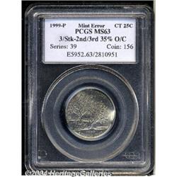 1999-P[25C] Connecticut Statehood Quarter--Triple Struck, Second and Third Strike 35% Off Center--MS