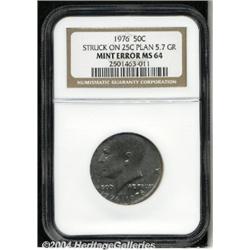 1976[50C] Clad Bicentennial Kennedy Half Dollar--Struck on a Quarter Planchet--MS64 NGC.