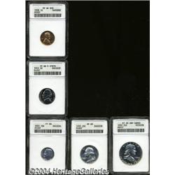 1953 Proof Set PR64 to PR66 ANACS.
