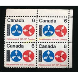 Canada 6 Cent Census Stamps Block Of 4