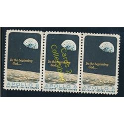 USA 6 Cent Apollo 8 Block Of 3 Stamps