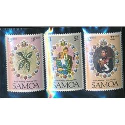 Samoa Royal Wedding Stamps Lot Of 3