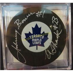 Johnny Bower & Eddie Shack Signed Toronto Maple
