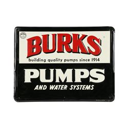 Burks Pumps Tin Litho Sign