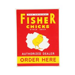 Fisher Chicks Tin Litho Dealer Sign