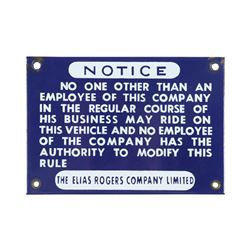 Elias Rogers Co. Porcelain "Notice" Plaque