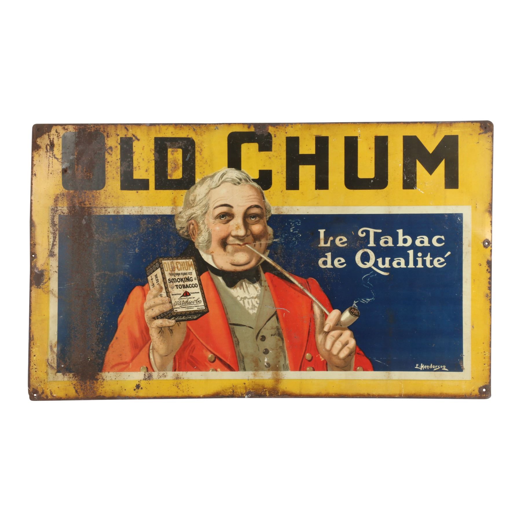 old chum tobacco Old Chum Tobacco Tin Litho Sign