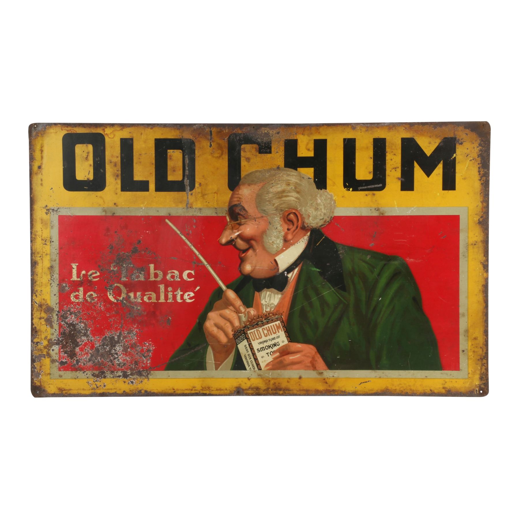 Old Chum Tobacco Tin Litho Sign