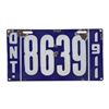 Image 1 : 1911 Ontario Porcelain License Plate