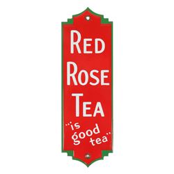 Red Rose Tea Porcelain Door "Push" Plate