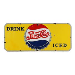 Pepsi-Cola Porcelain Door "Kick" Sign