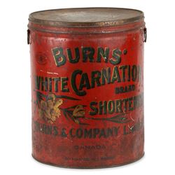 Burns White Carnation Shortening Tin