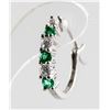 Image 1 : Sterling Silver Emerald Hoop Earrings RV $100