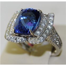 Tanzanite 6.95ct 18K White Gold 6.20gm Ring