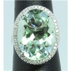 Green Amethyst : 17.2ea/14K White Gold Ring : 5.95g/Diamond : 0.31ct