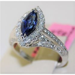 Sapphire 1.42ct 18K White Gold 5.60gm Ring