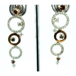 BROWN DIAMOND 0.77CT 14K WHITE AND ROSE GOLD EARRING 8.60GRAM DIAMOND 1.04CT