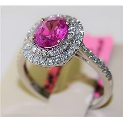 Pink Sapphire 1.69ct 18K White Gold 3.75gm Ring