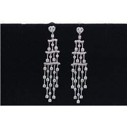 18K White Gold Diamond Earring; Gold-12.70 Grams ; Diamond-3.16ct/Round Shape-126 Pieces