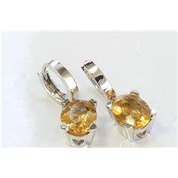 14K WHITE GOLD EARRING:5.7g/Diamond:0ct/Citrine:4.22ct