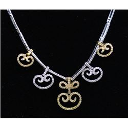 18K White & Yellow Gold ;  Gold Necklace;- 17.10 Grams; Diamond-1.11ct/Round Shape-294 Pieces