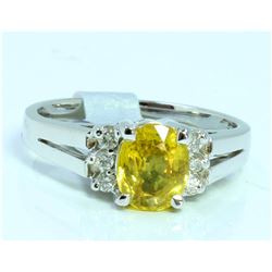 YELLOW SAPPHIRE 1.22CT 14K WHITE GOLD RING