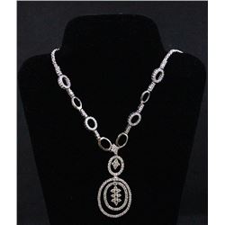 18K White Gold Diamond Necklace; Gold-22.30 Grams; Diamond-3.24ct/Round-20 Pieces