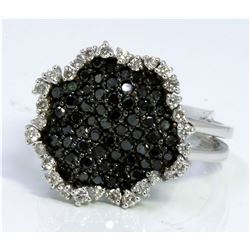 BLACK DIAMOND 0.83CT 14K WHITE GOLD RING 5.00GRAM WHITE DIAMOND 0.28CT