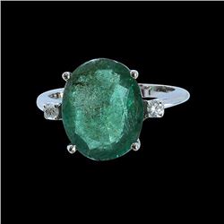 4.71CT NATURAL COLOMBIAN EMERALD 14K WHITE GOLD RING