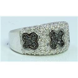 BLACK DIAMOND 0.34CT 14K WHITE GOLD RING 9.8 GRAM  WHITE DIAMOND 0.64CT
