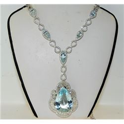 28.84ct Aquamarine 18K White Gold 33.85gm Necklace