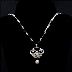 18K White Gold Diamond Necklace; Gold-17.68 Grams;  Diamond 1.41ct/Round Shape