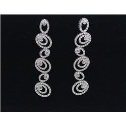 18K White Gold Diamond Earring; Gold-8.75 Grams ; Diamond-1.88ct/Round Shape-284 Pieces