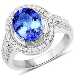 3.44ct Tanzanite 14K White Gold Ring