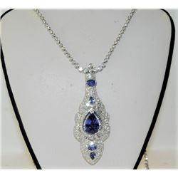 5.47ct Tanzanite 18K White Gold 33.60gm Necklace