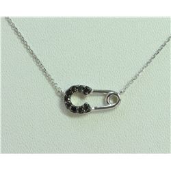 14K White Gold Pendant with Chain 1.63g/Black 0.14ct