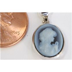 14K WHITE GOLD CAMEO PENDANT