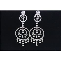 18K White Gold Diamond Earring; Gold-13.49 Grams ; Diamond-4.38ct/Round Shape-249 Pieces