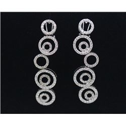 18K White Gold Diamond Earring; Gold-12.95 grams ; Diamond-3.35ct/Round Shape-244 Pieces