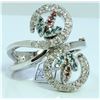 Image 1 : BLUE DIAMOND 0.14CT / BROWN 0.05CT 14K WHITE GOLD RING