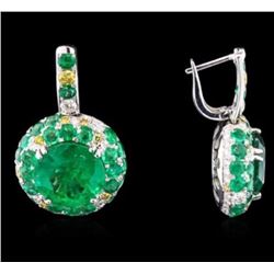 GIA 17.47CT NATURAL COLOMBIAN EMERALD RING & EARRING 18K W/G